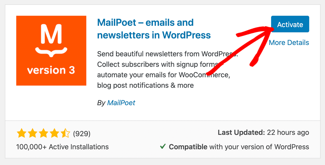 Install MailPoet WordPress plugin