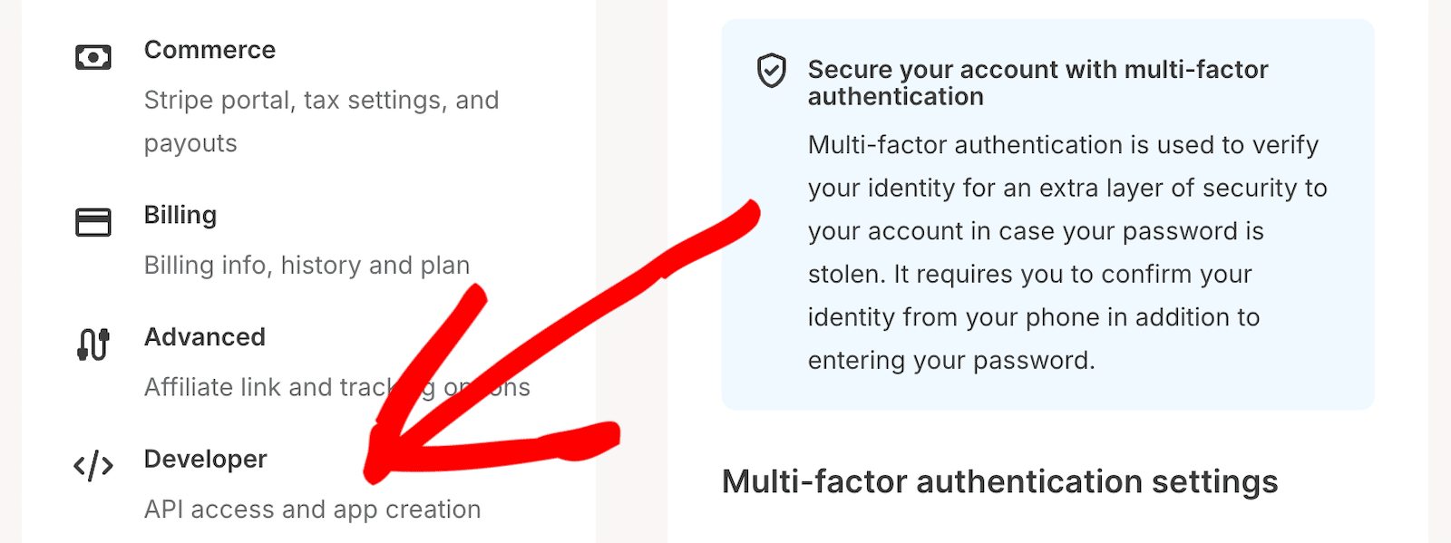 Kit Developer settings