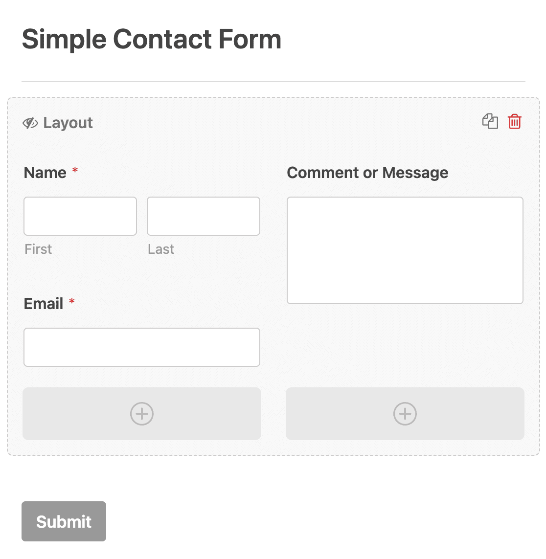 Adding contact form fields to a Layout field