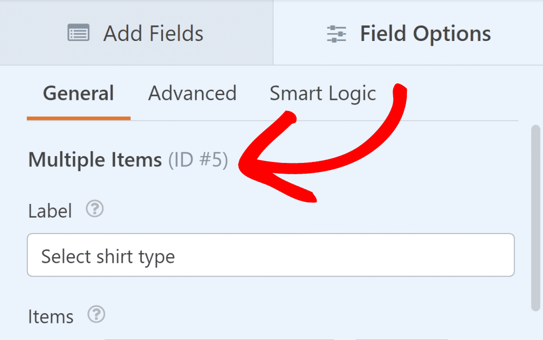 multiple items field id