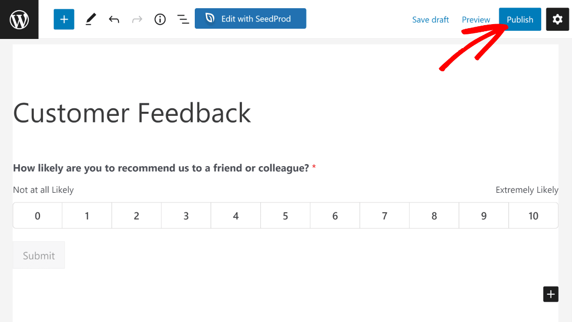 NPS survey block embedded