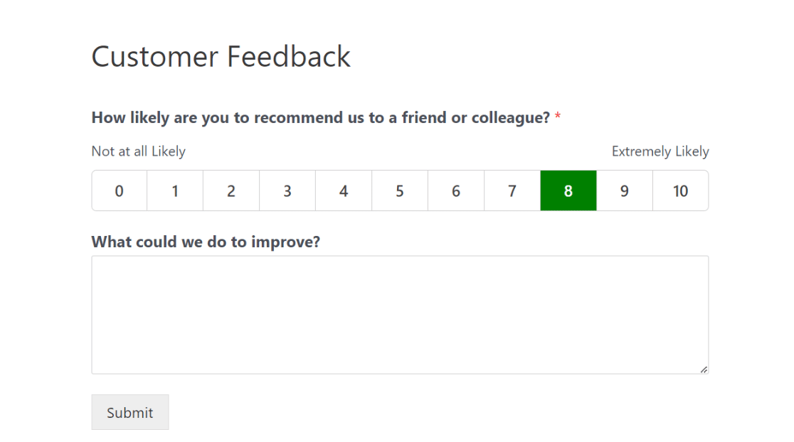 NPS Survey form embedded