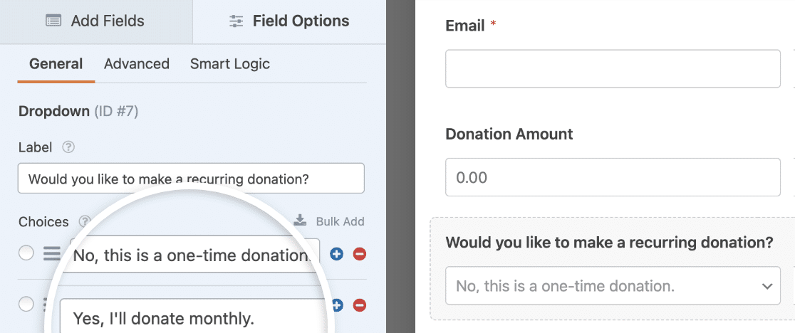 Creating a Dropdown field 