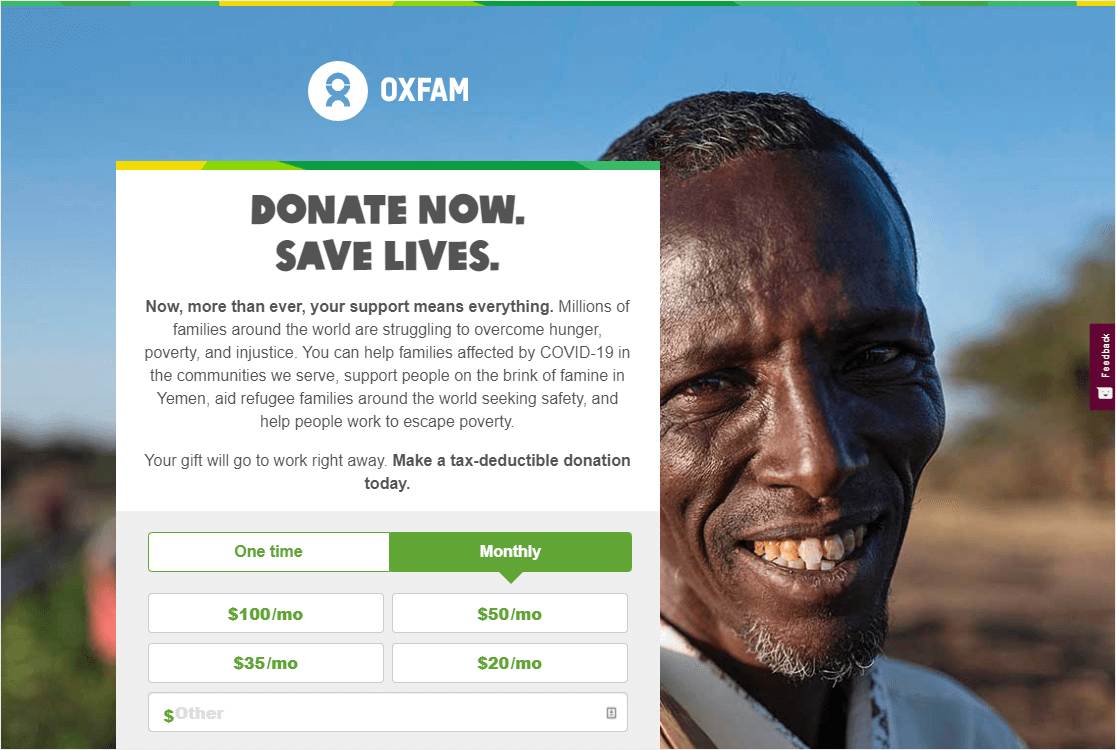 oxfam donation form