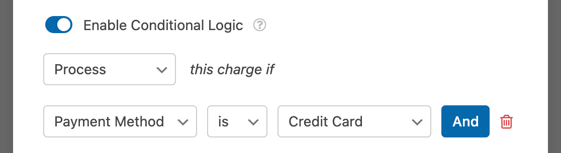 Creating a conditional logic rule to process Square payments based on users' selections in a form