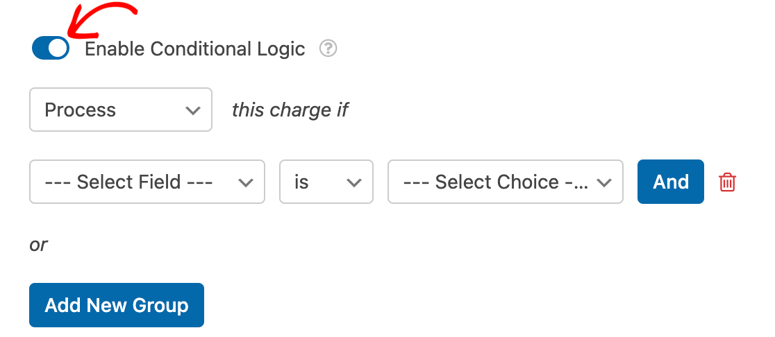 Enabling conditional logic for PayPa Standard payments in a form