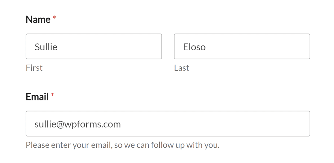 A form with fields pre-filled by default values set by Smart Tags