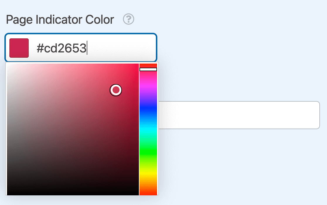 The color selector for the progress bar feature on WPForms