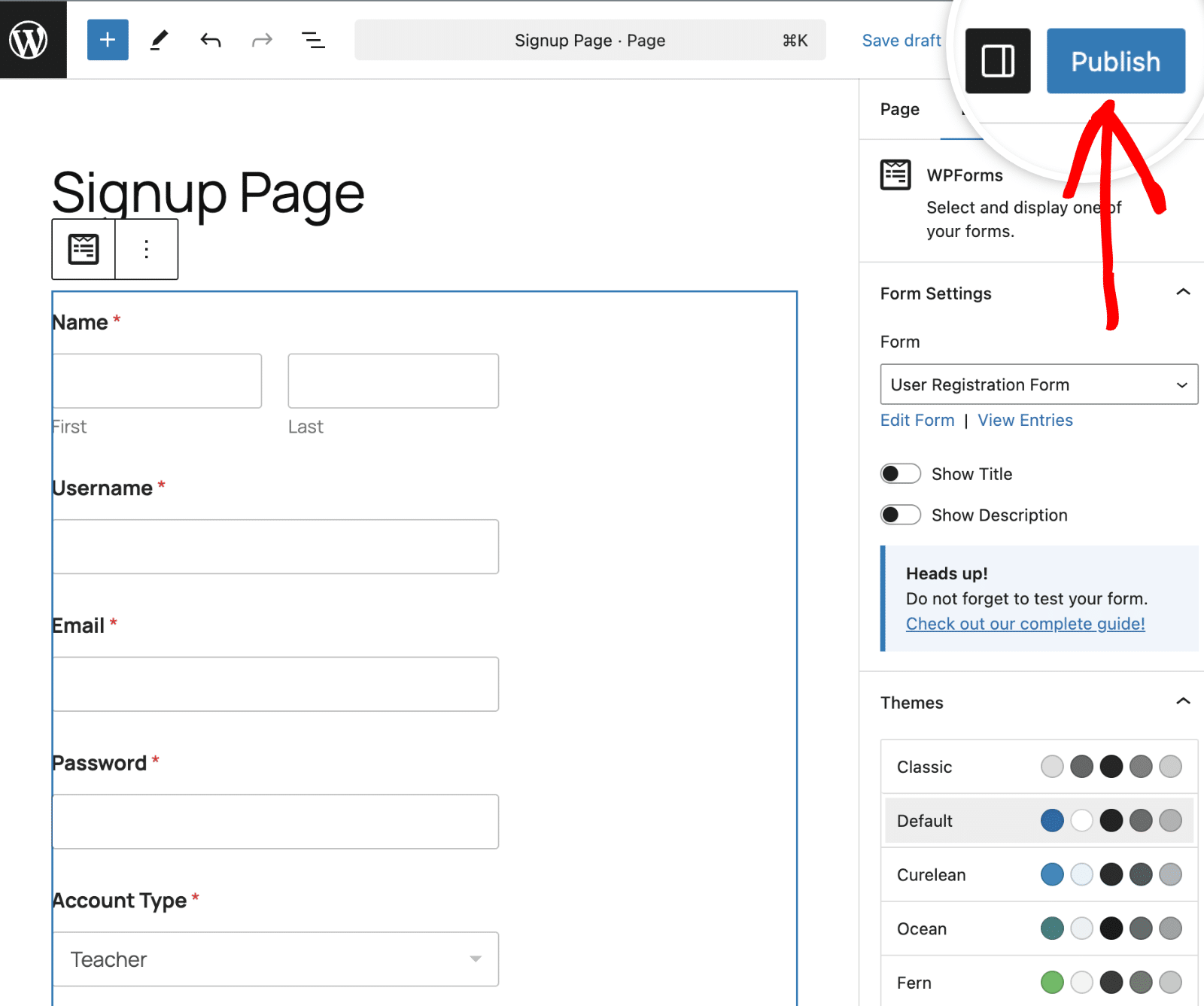 Publish the page