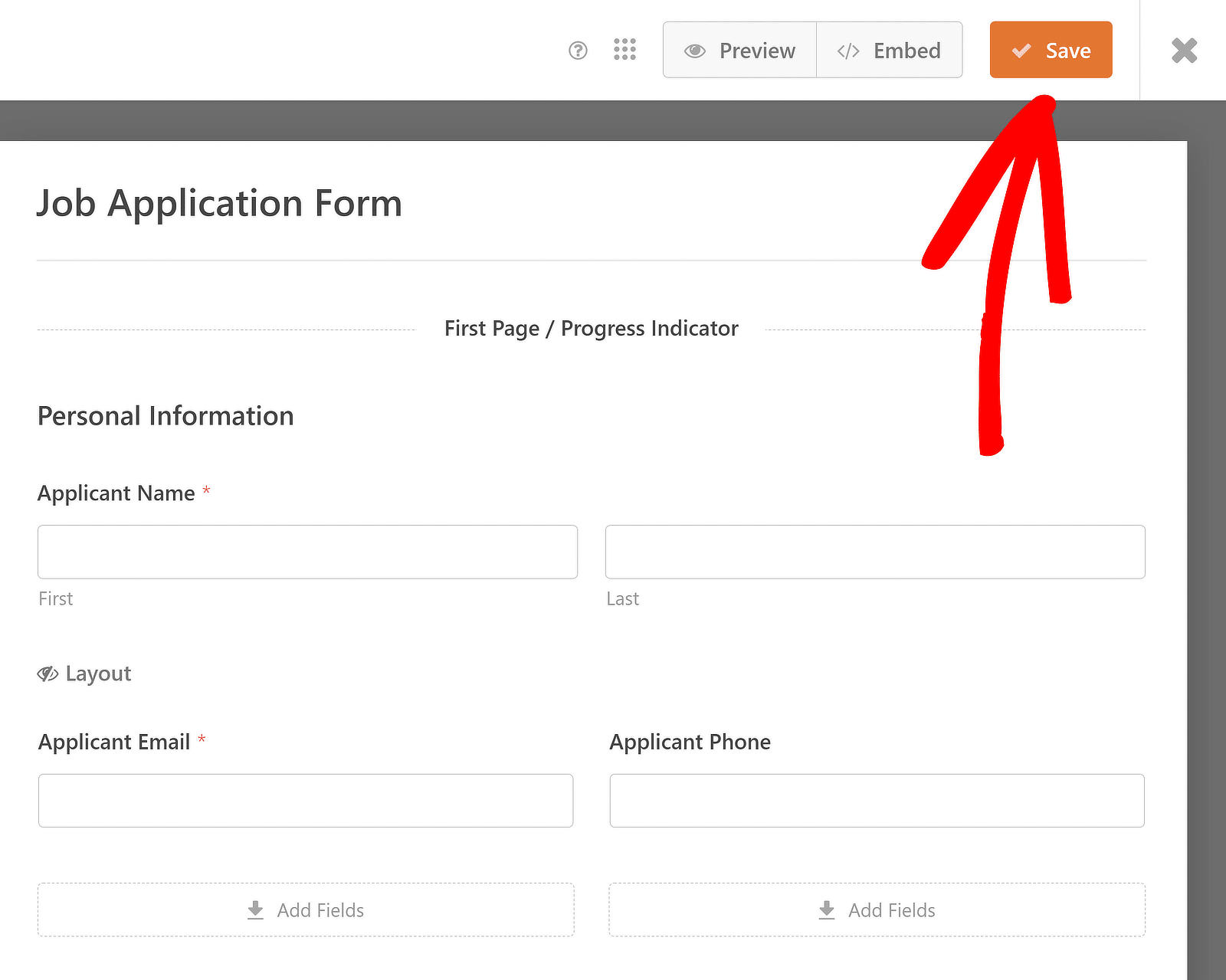 save job application form