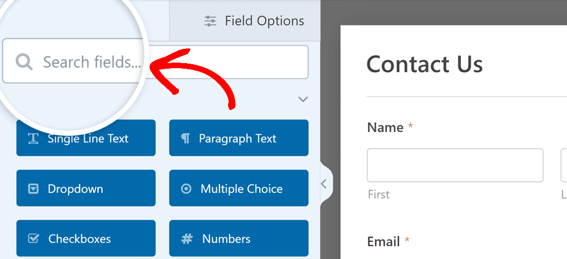 Search bar in WPForms form builder