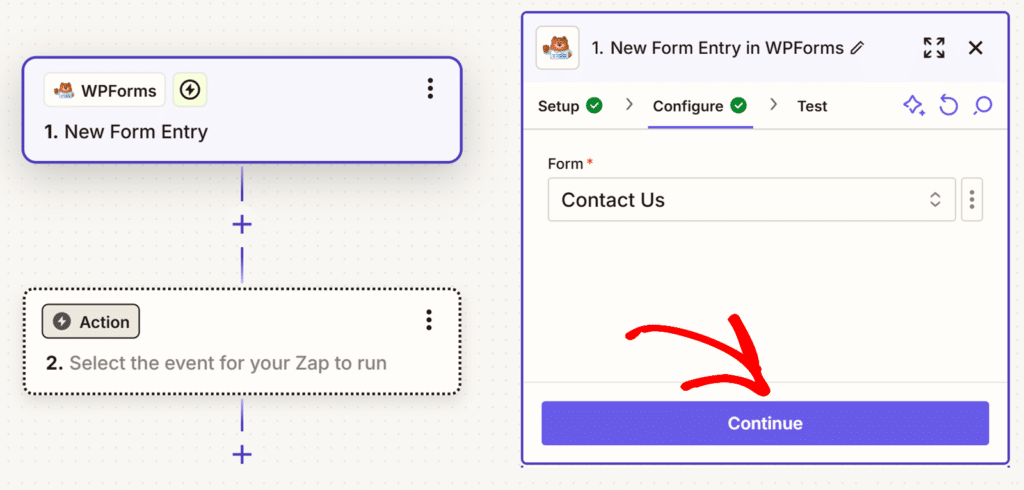 Select a form and click Continue