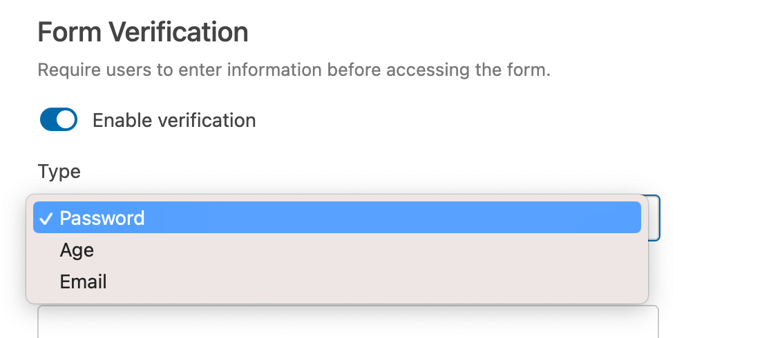 Selecting and Form Locker verification type