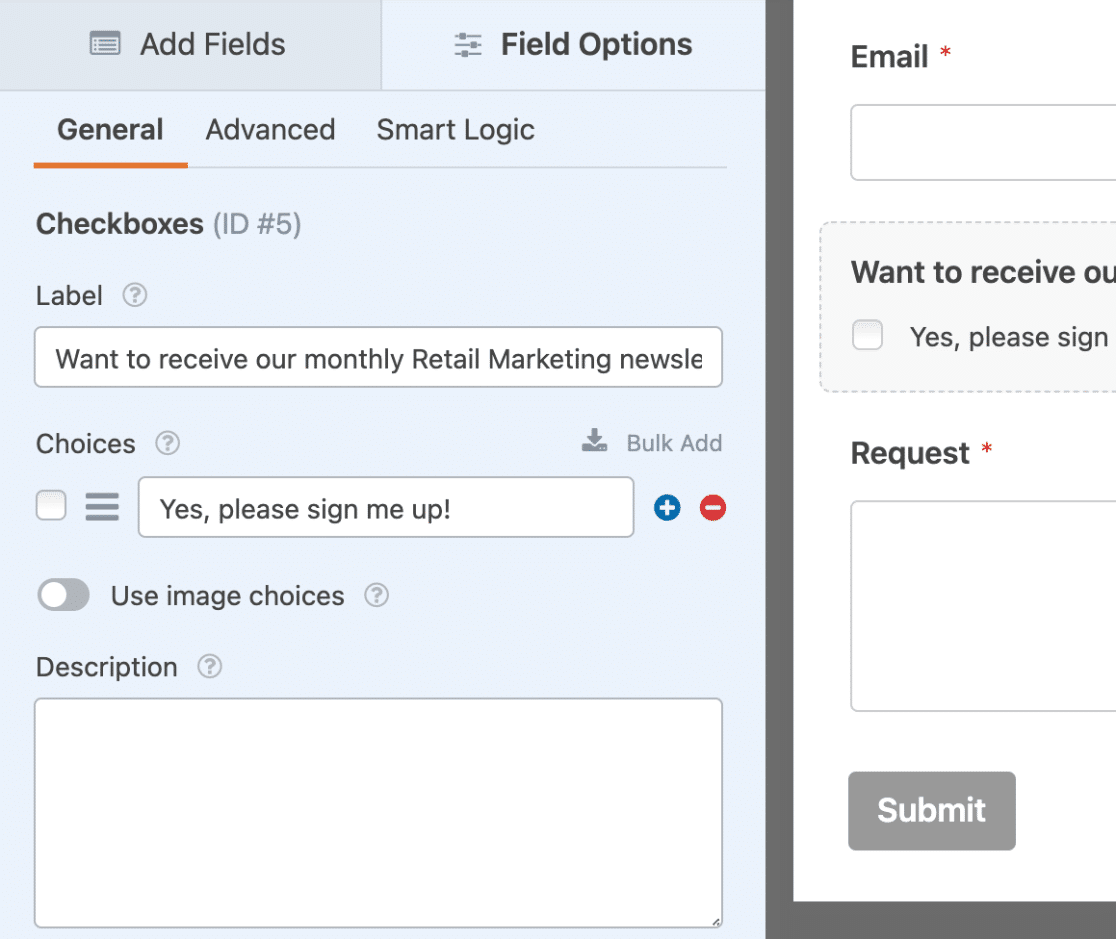 Set up a field before applying conditional logic