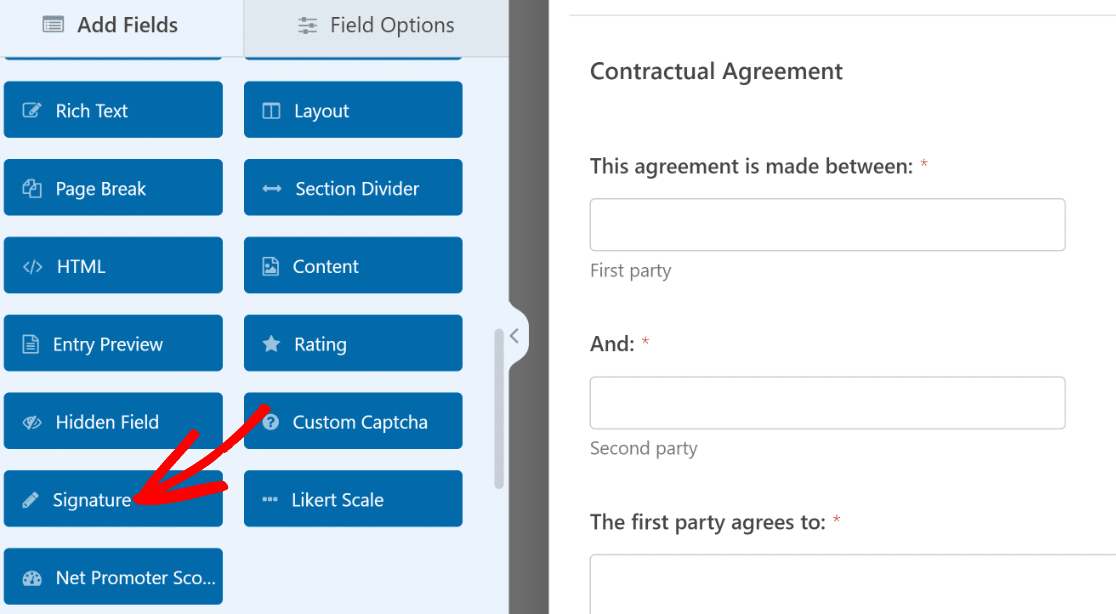 Signature field