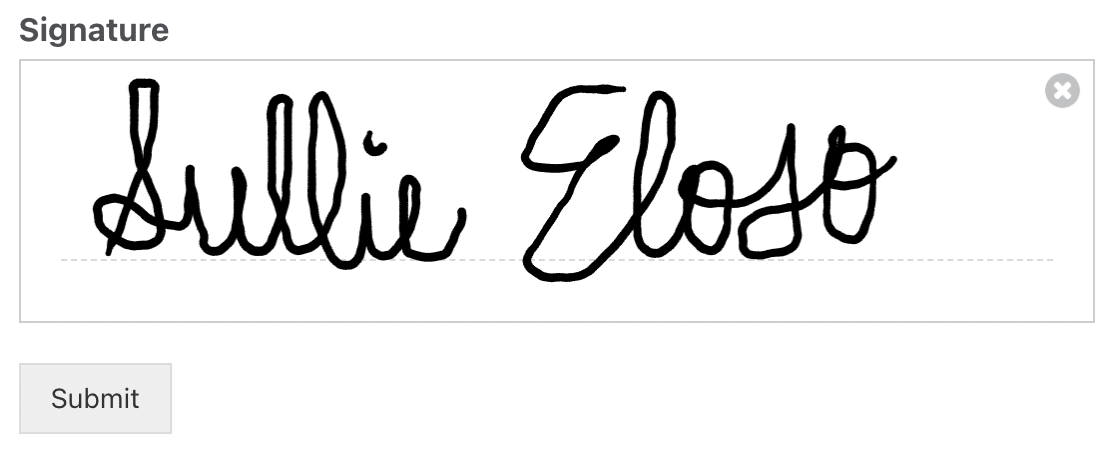 A signature field in a form