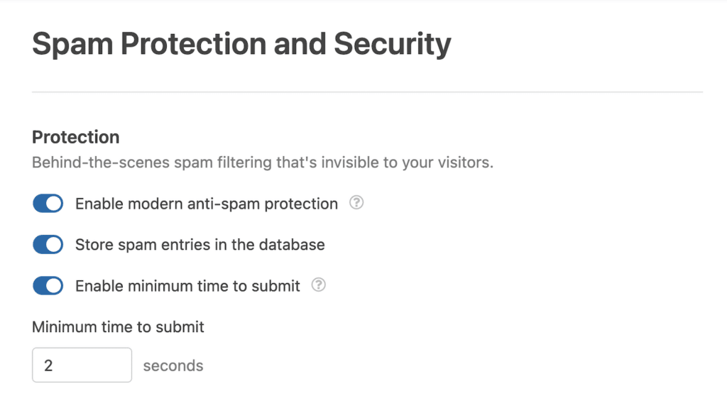 Spam Protection Settings