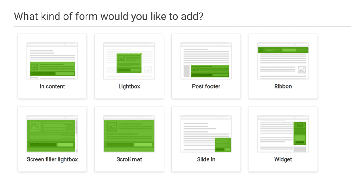 Types of optin forms in Thrive Leads