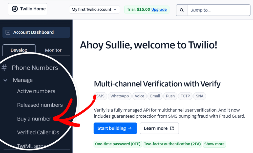 Buy a Twilio phone number