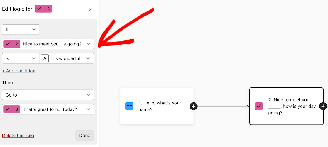 Setting up conditional logic in Typeform