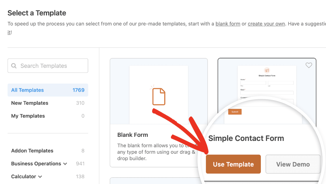 Choosing a form template