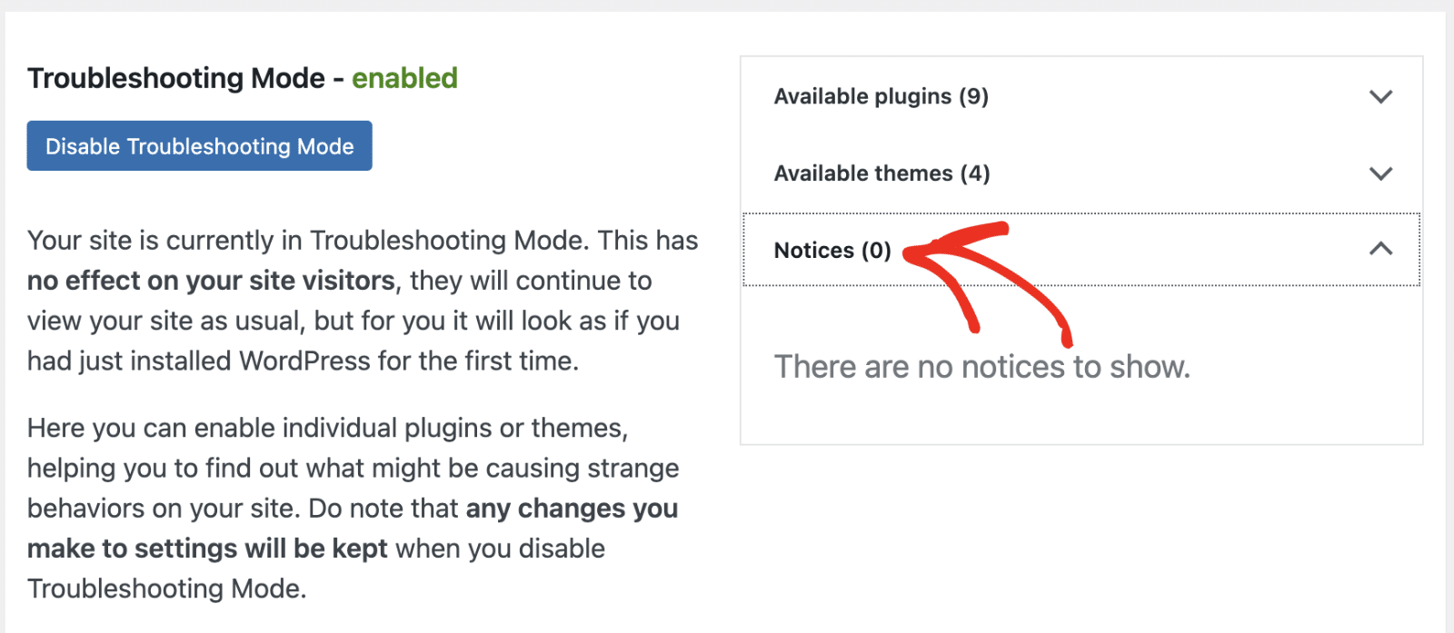 Select the Notices tab