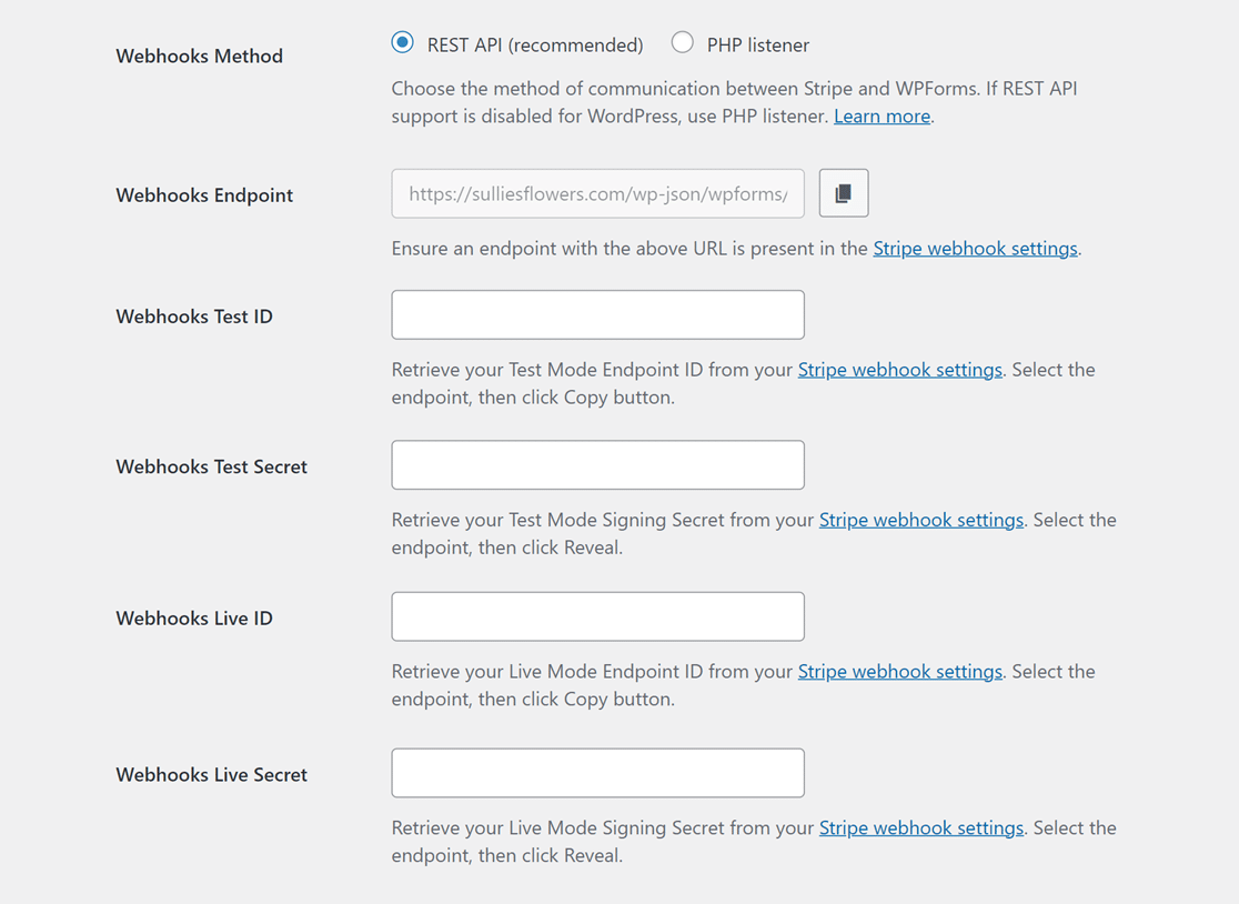 webhooks field