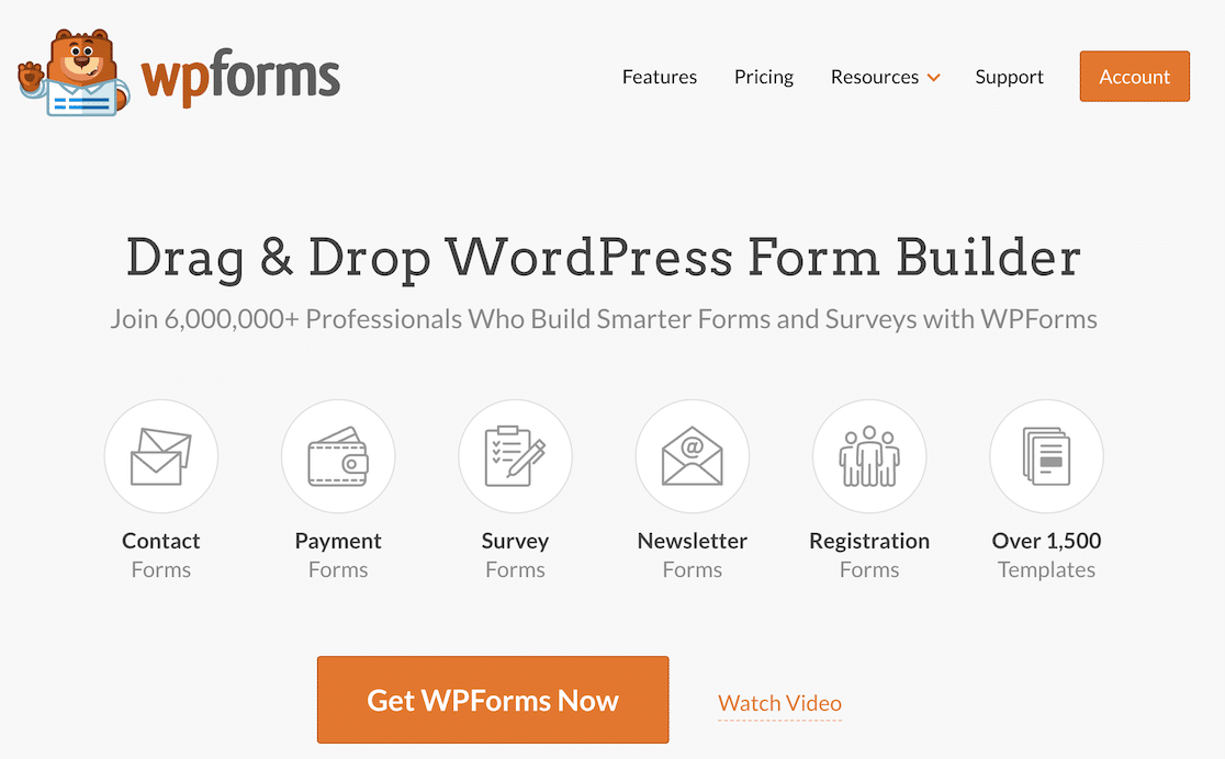 The WPForms homepage