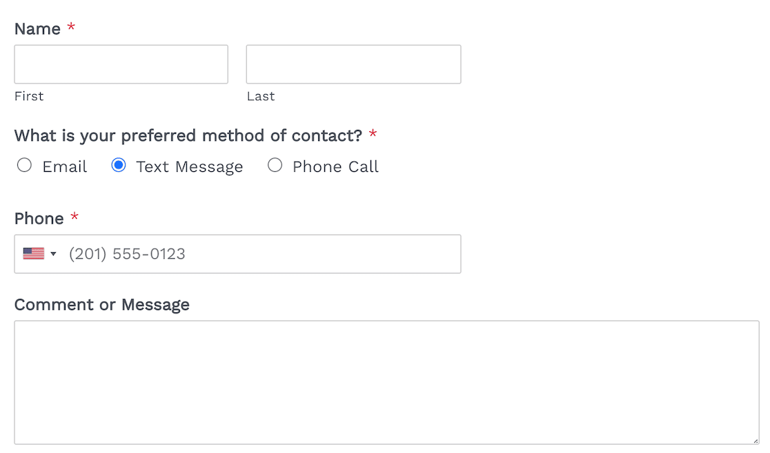 A WPForms form using conditional logic