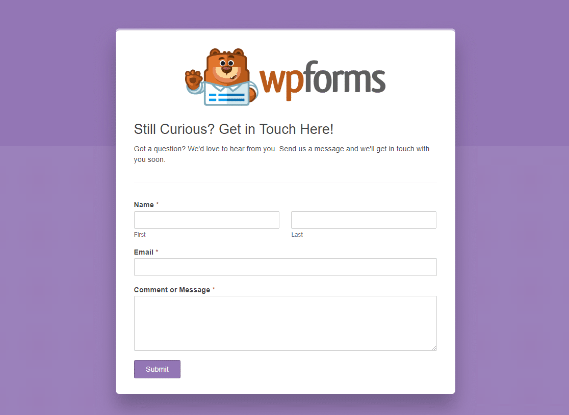 wpforms dedicated form landing page plugin