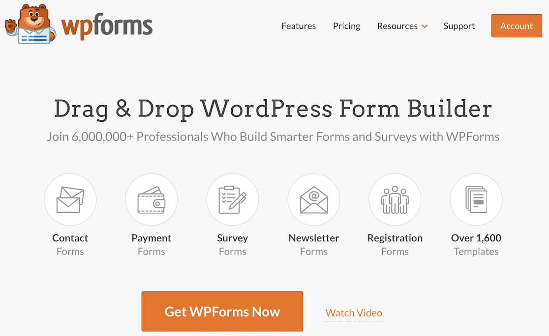 The WPForms homepage