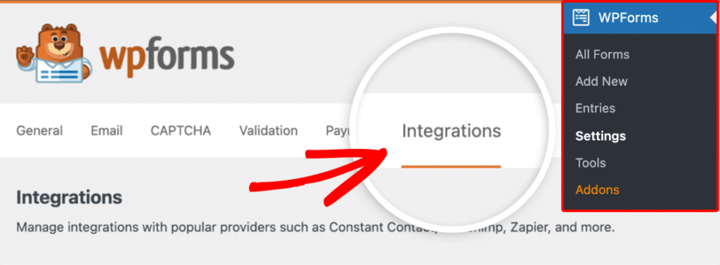 Integrations tab