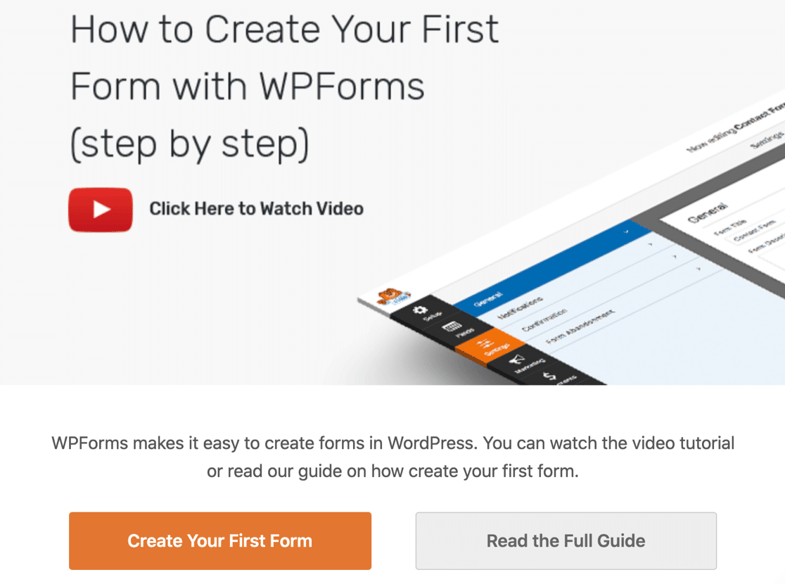 WPForms Lite welcome screen