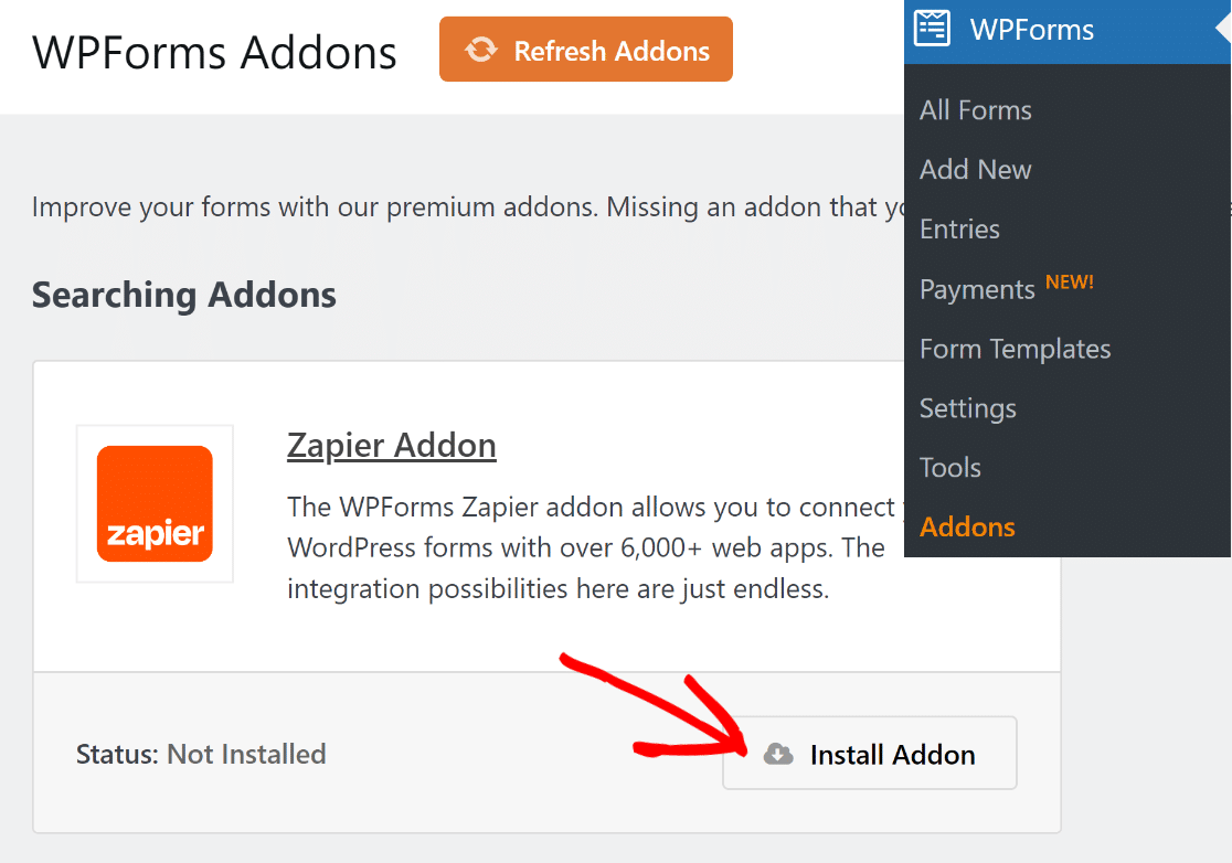 WPForms Zapier addon